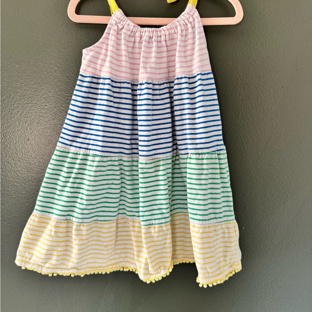 Mini boden Striped Tiered Sundress in Pink, Blue, Green & Yellow